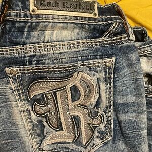 Denim washed straight leg jeans